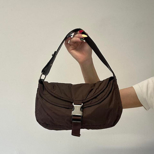 brown waterproof material shoulder bag
