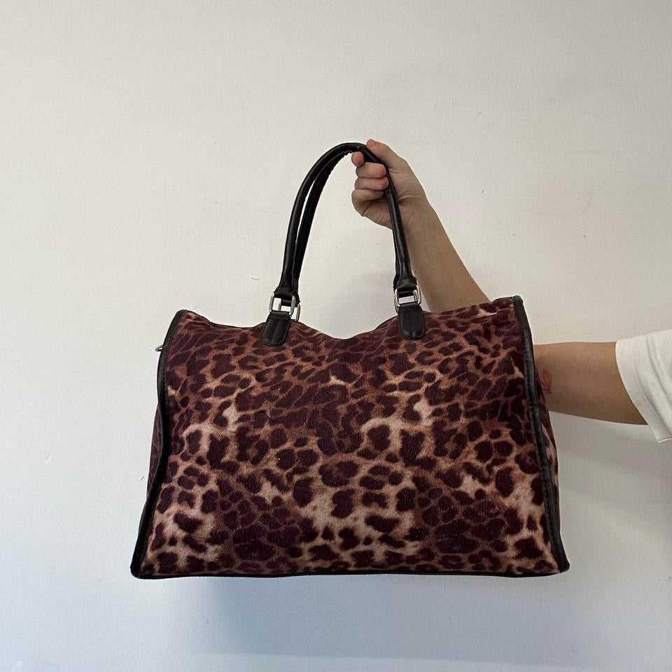 brown leopard print simple shoulder bag