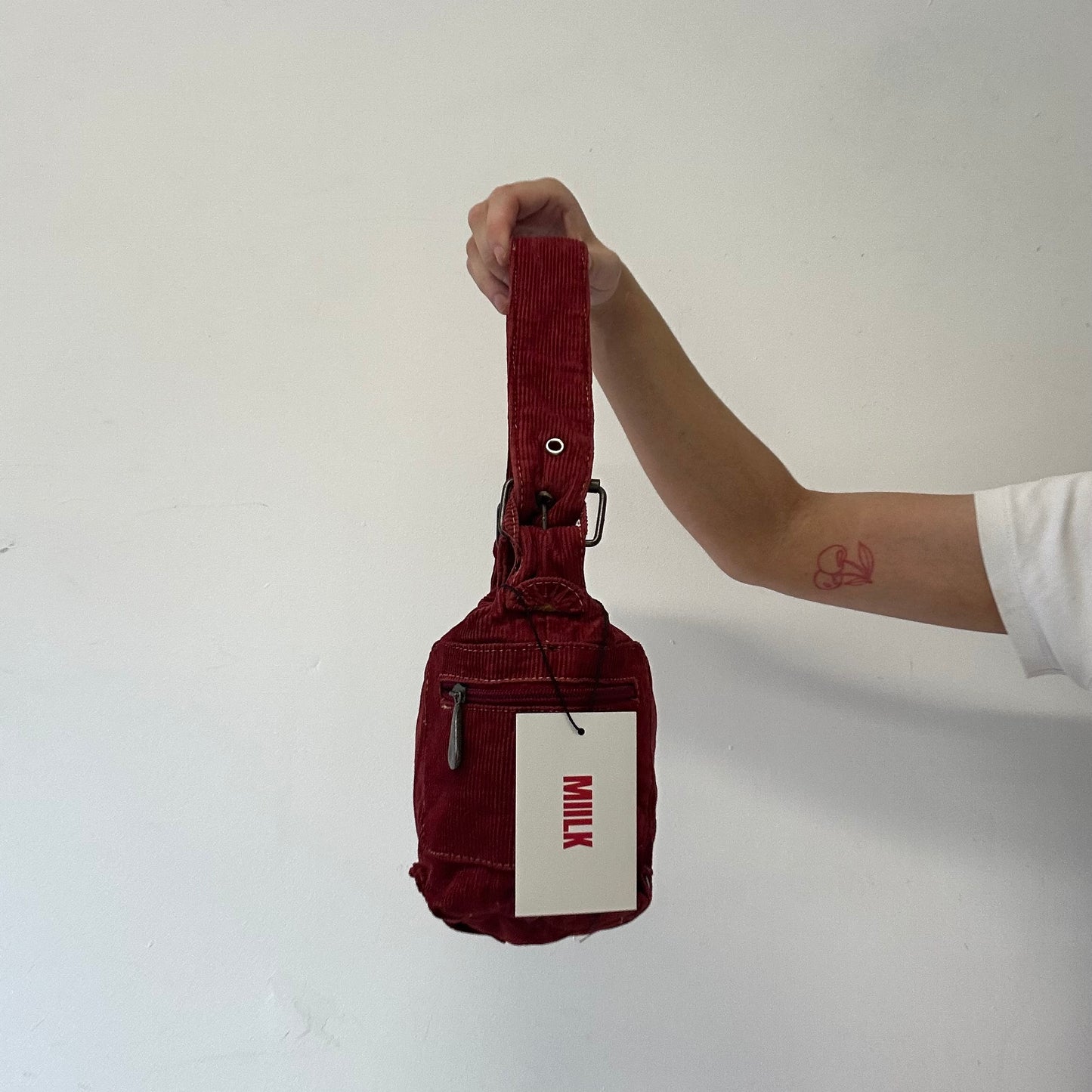 red corduroy mini shoulder bag