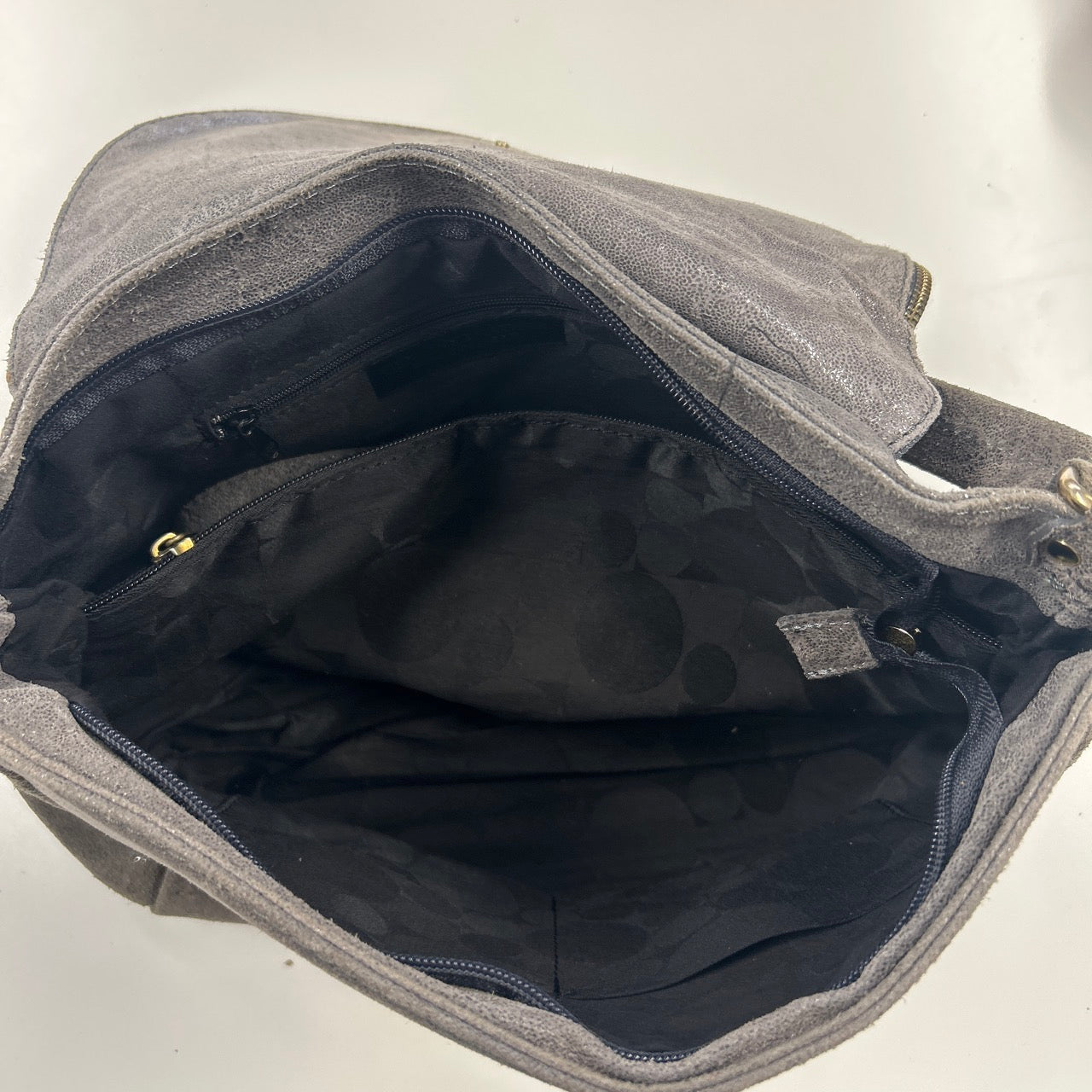 grey genuine leather shoulder bag