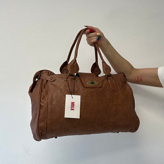 brown genuine leather shoulder bag
