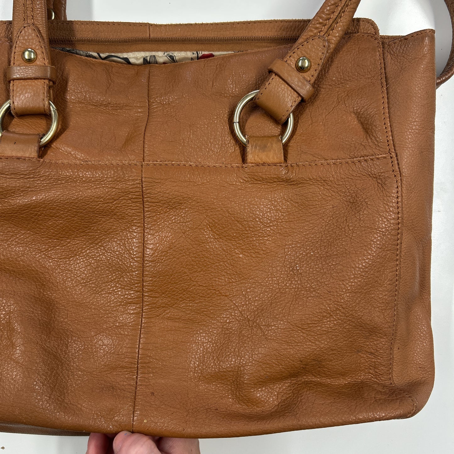 brown buckle leather shoulder bag
