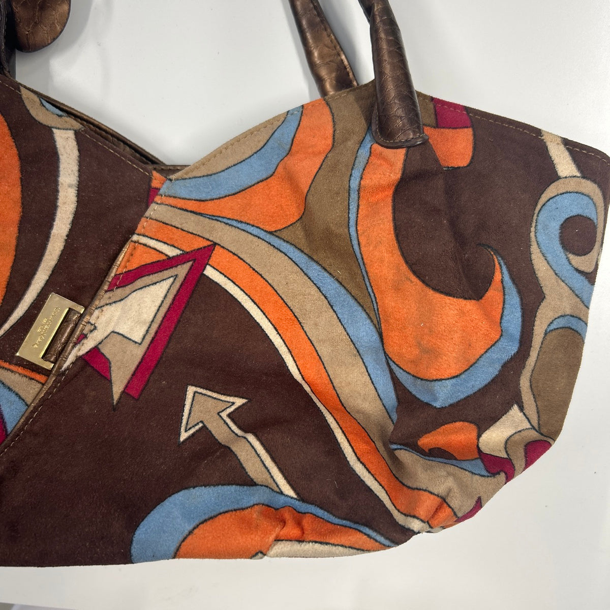 brown orange 70s soft feel shoulder bag