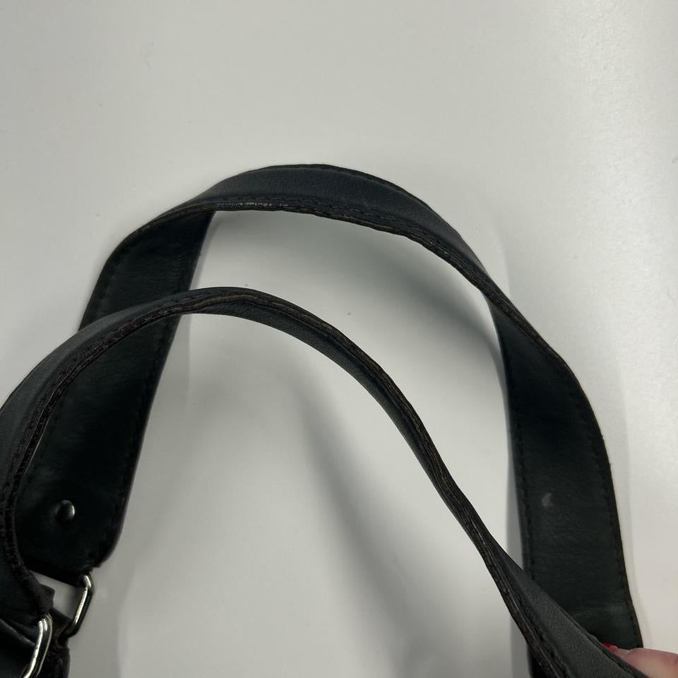 dark khaki leather buckle shoulder bag