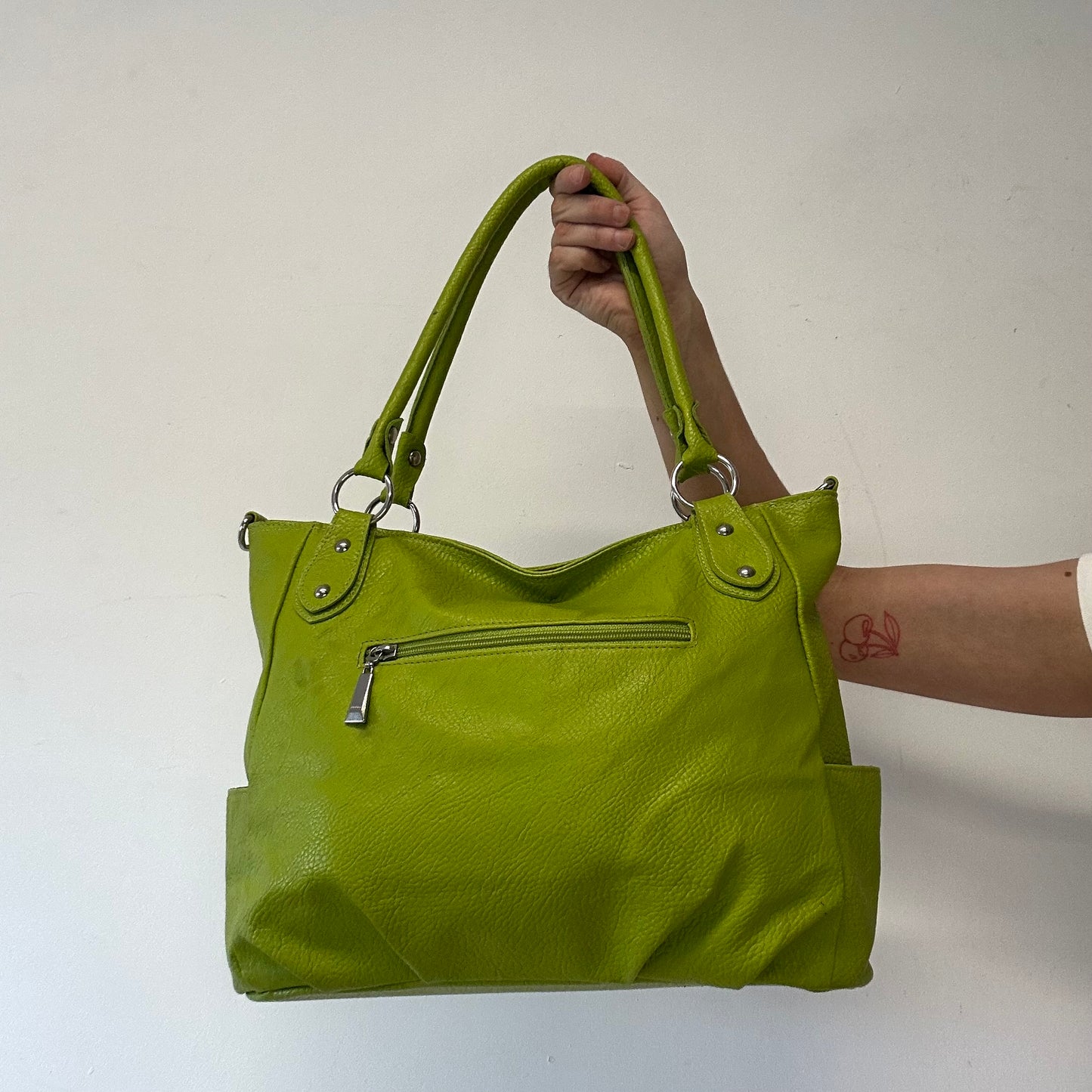 bright green leather leather shoulder bag