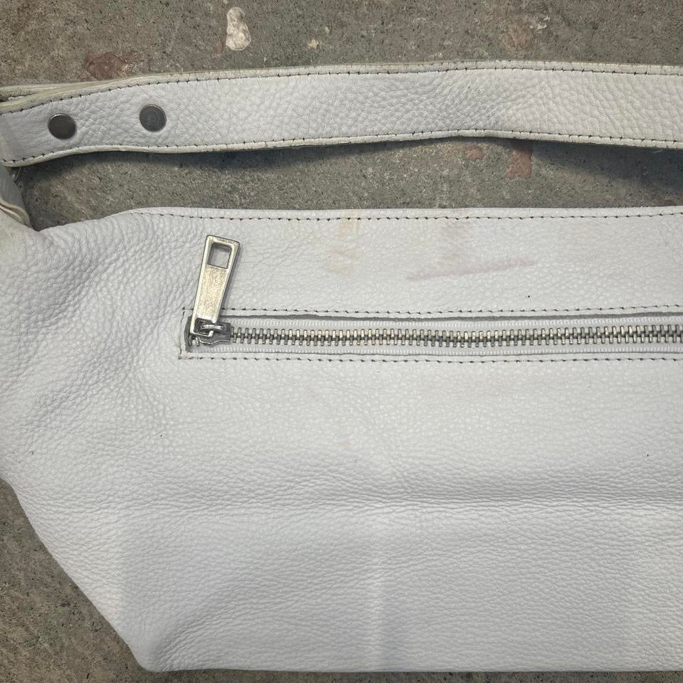 white faux leather shoulder bag