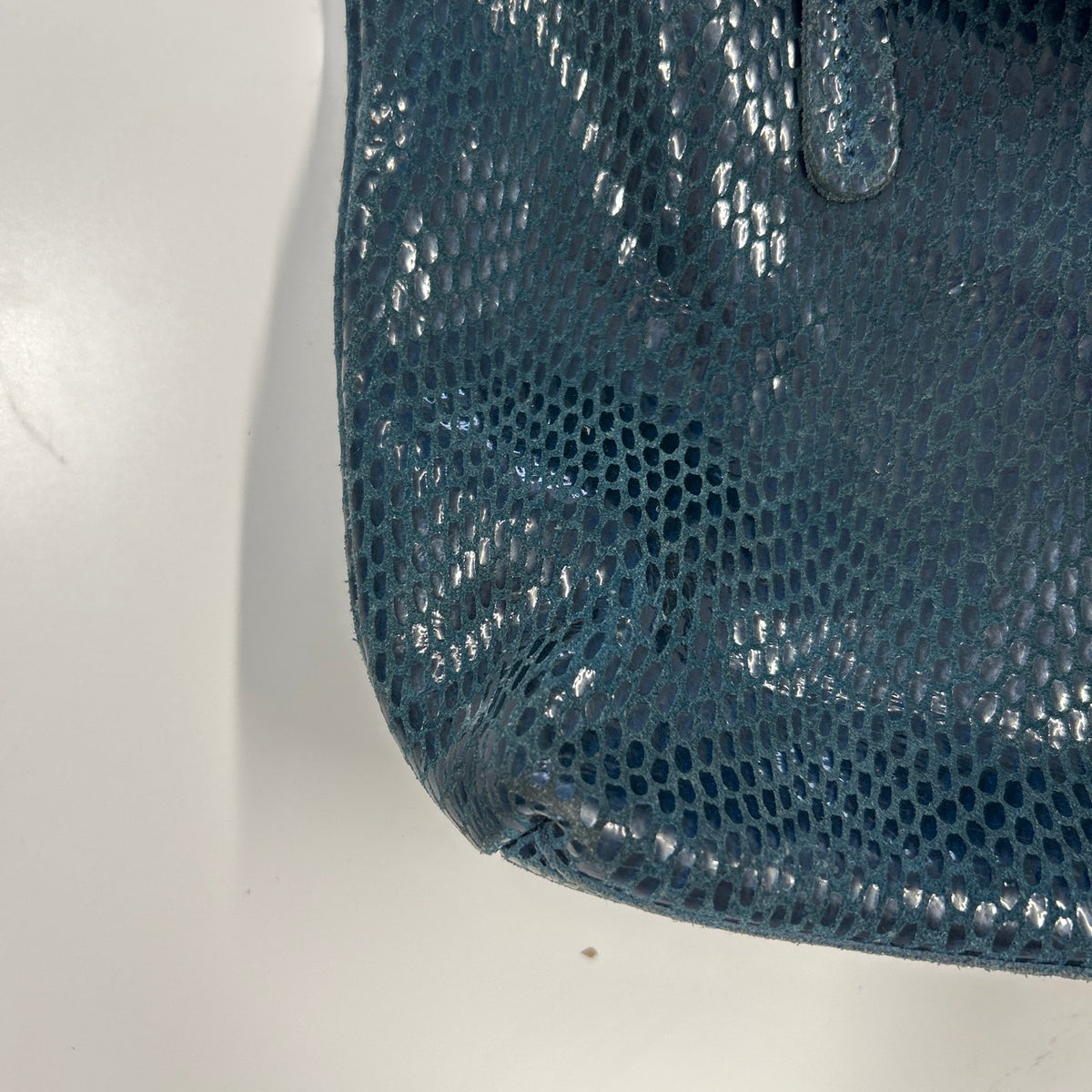 turquoise croc effect faux leather shoulder bag