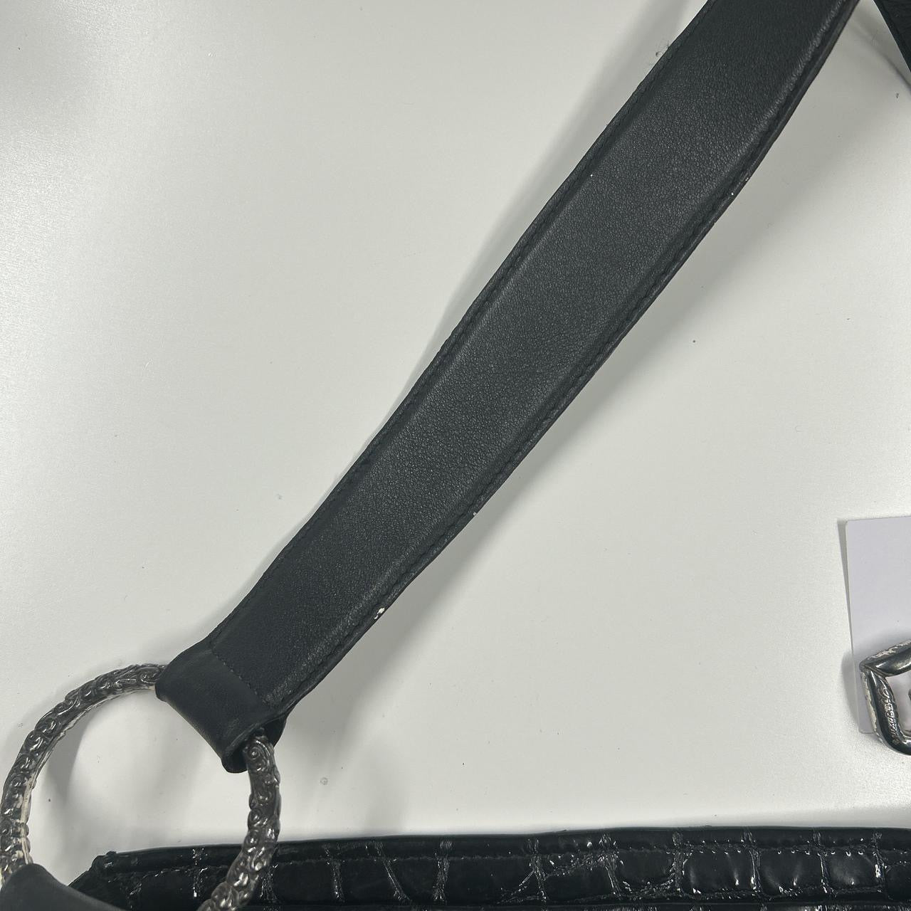 black crocodile leather shoulder bag