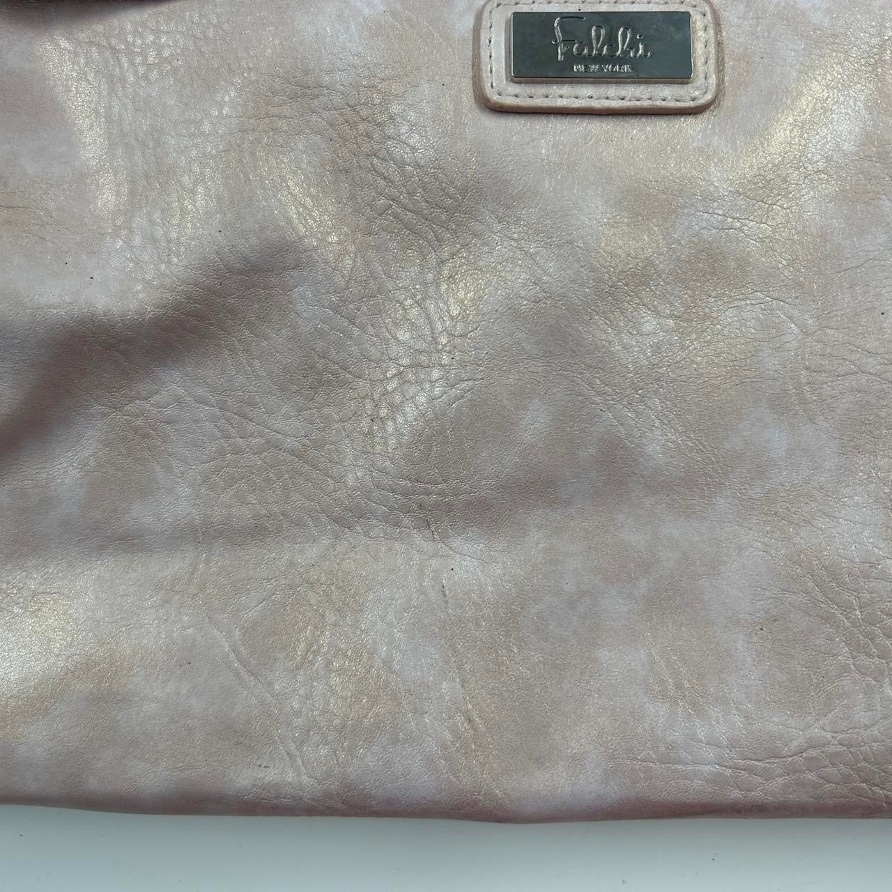 pearly pink faux leather shoulder bag