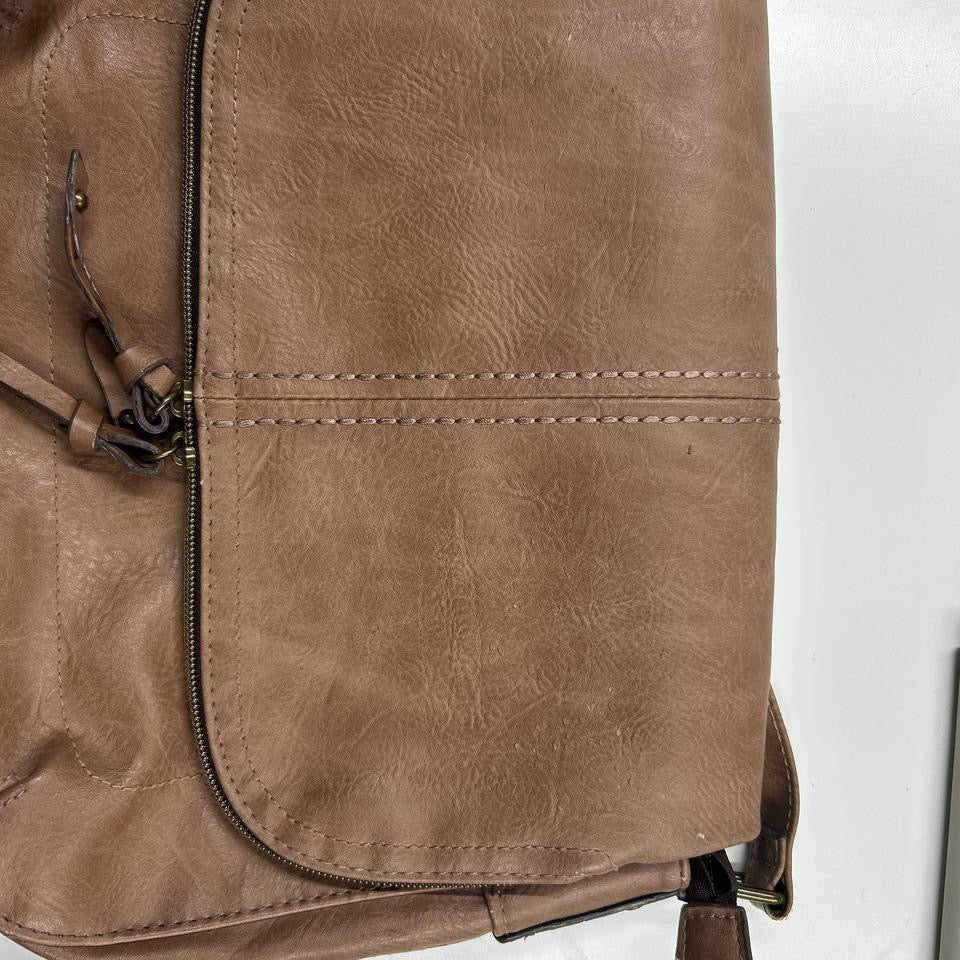 brown faux leather shoulder bag