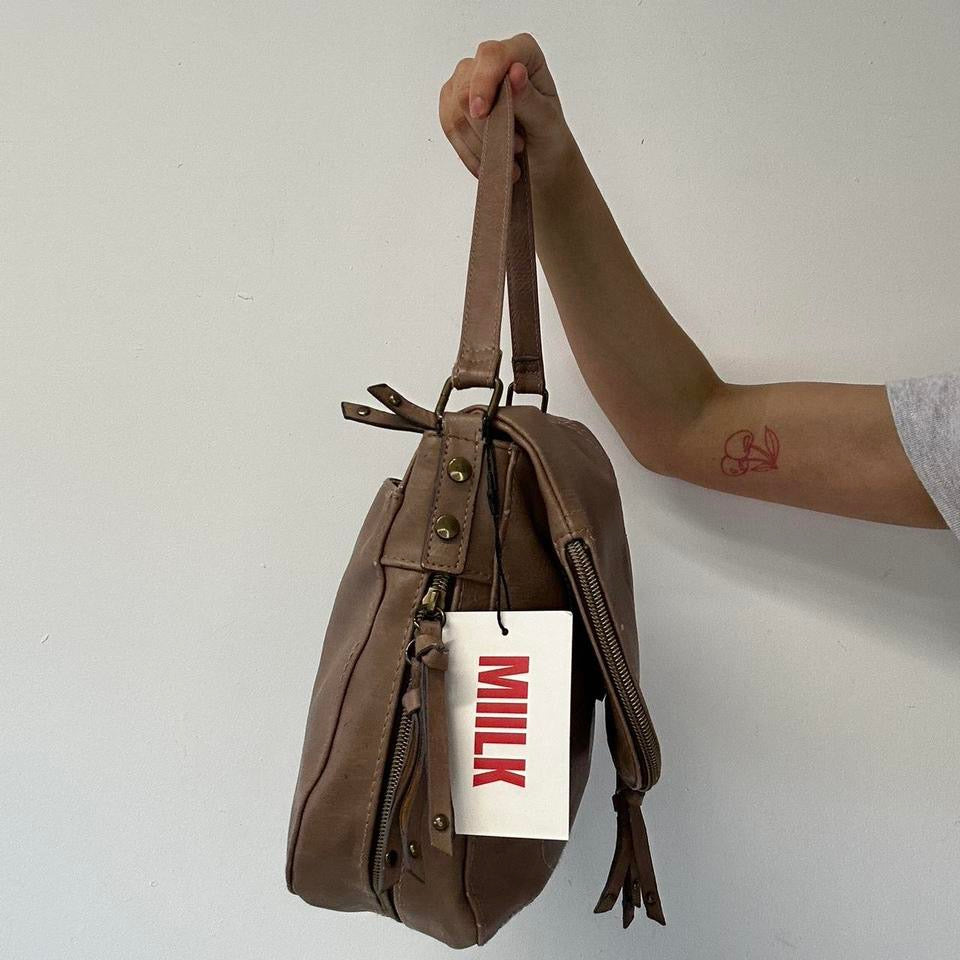 brown faux leather shoulder bag
