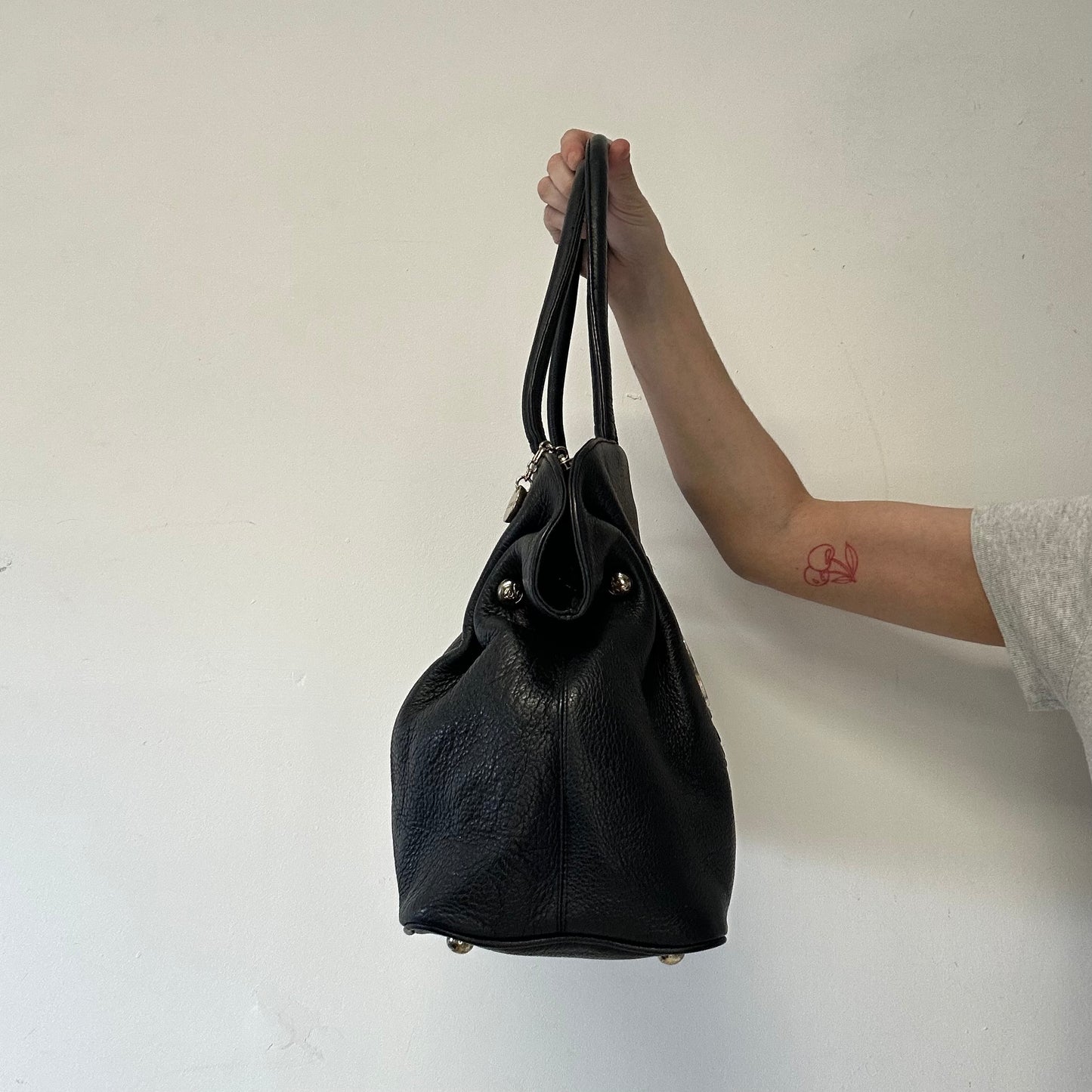 black large genuine leather shoulder bag