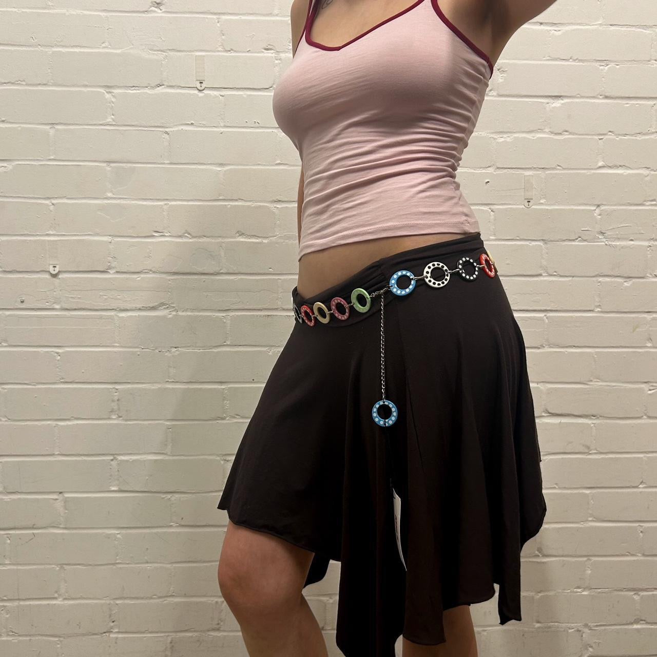 multicoloured polka dot circle belt