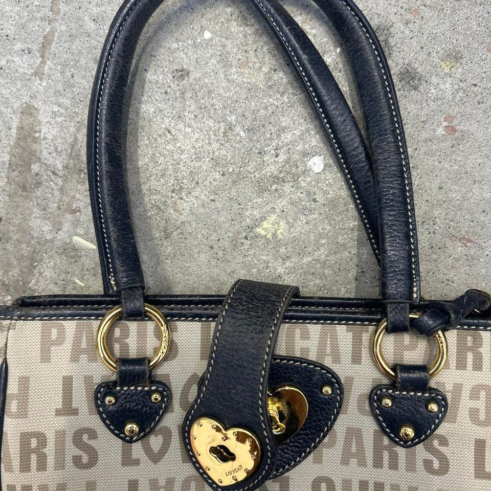 paris lovecat graphic faux leather shoulder bag