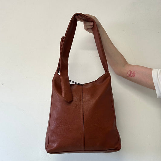 brown faux leather shoulder bag