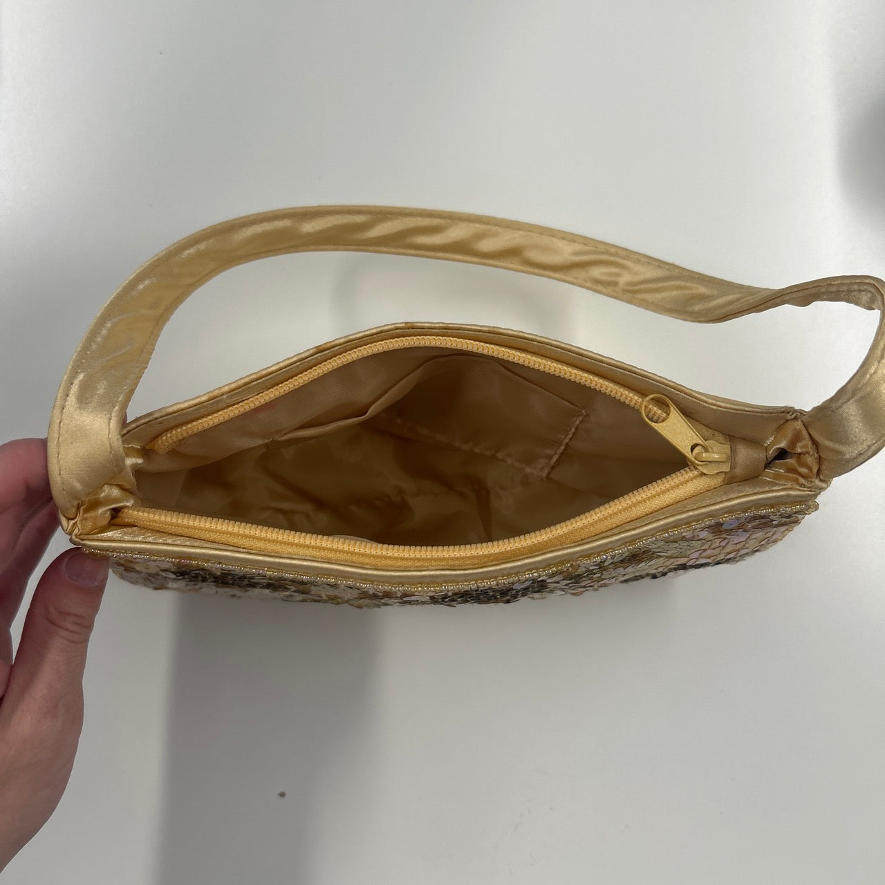 butter yellow sequin shoulder bag