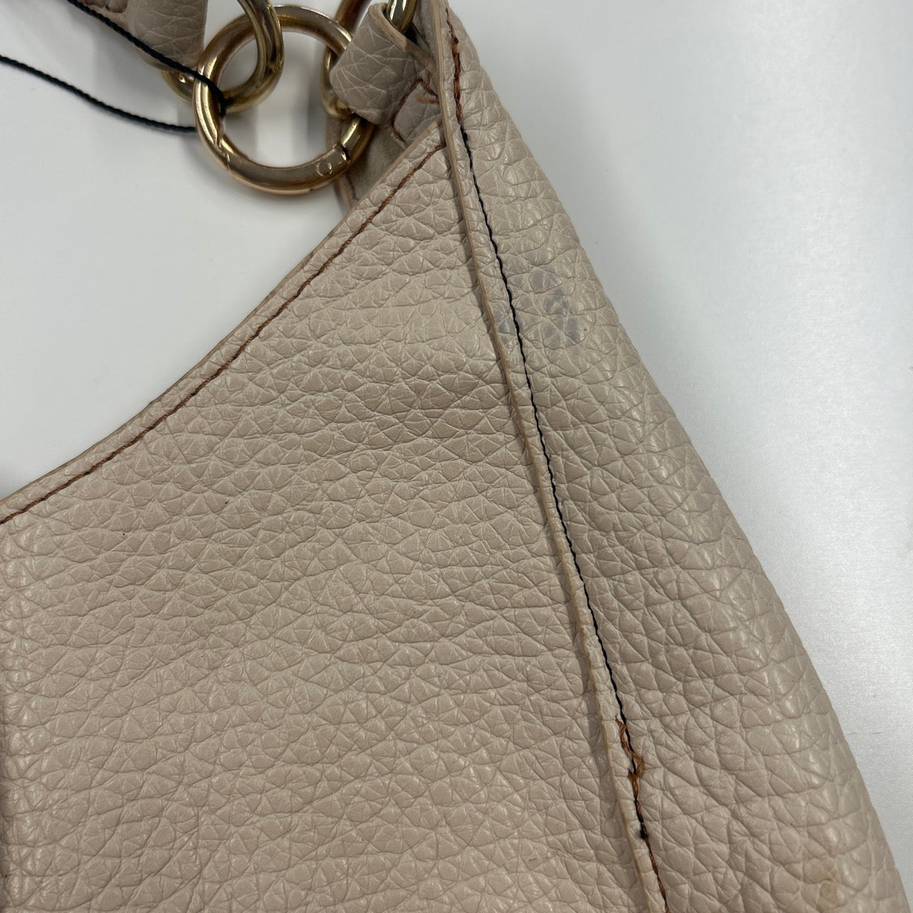 cream faux leather oversized buckle shoulder bag
