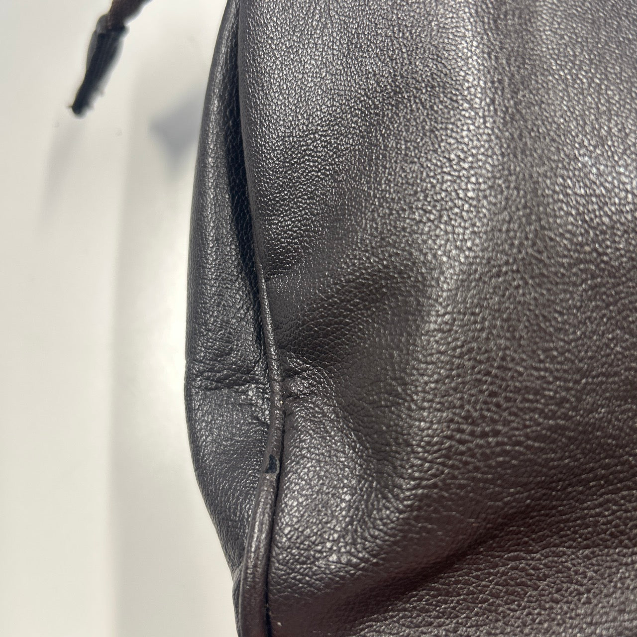brown pleated faux leather shoulder bag