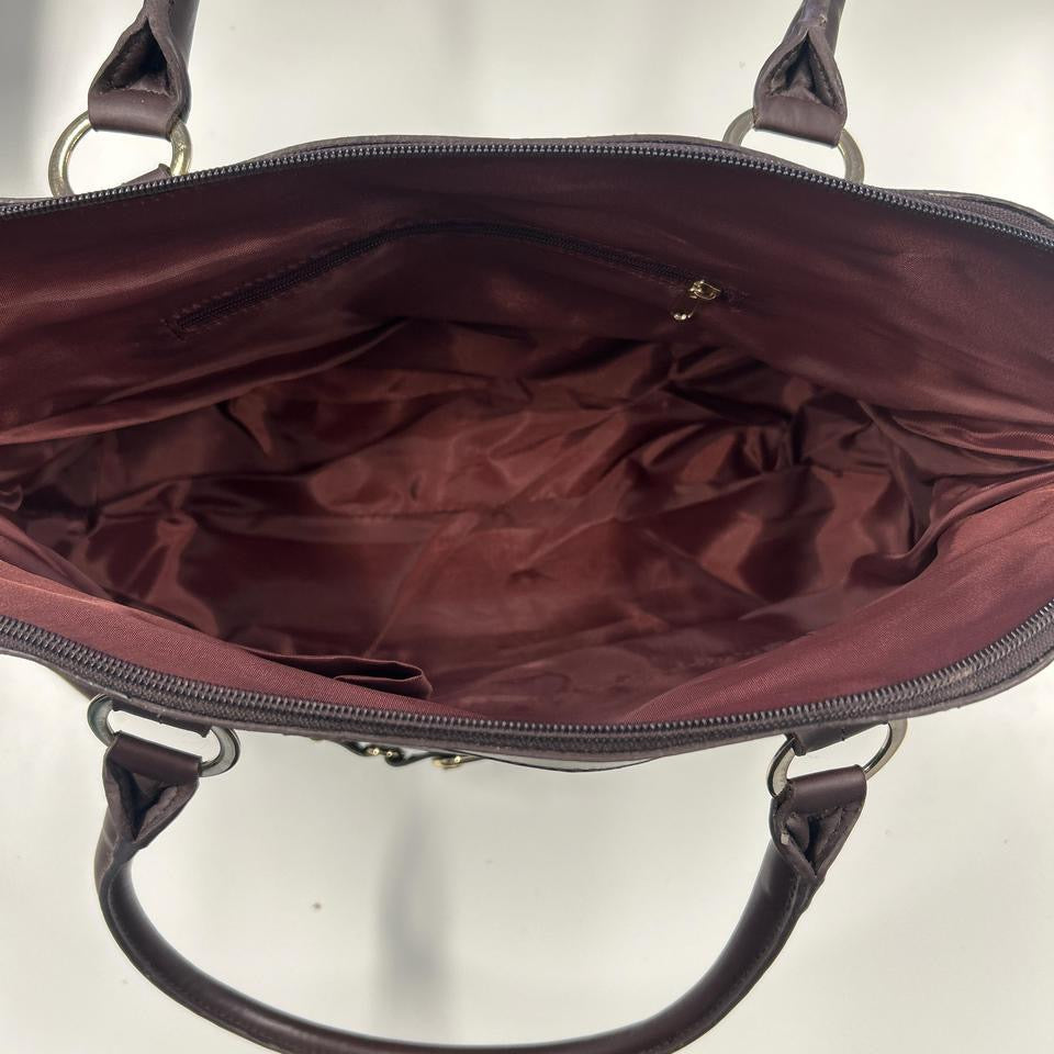 burgundy buckle faux leather shoulder bag