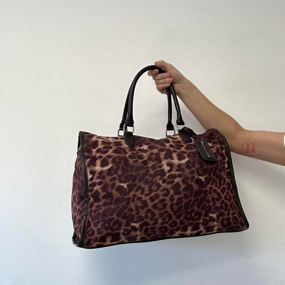 brown leopard print simple shoulder bag