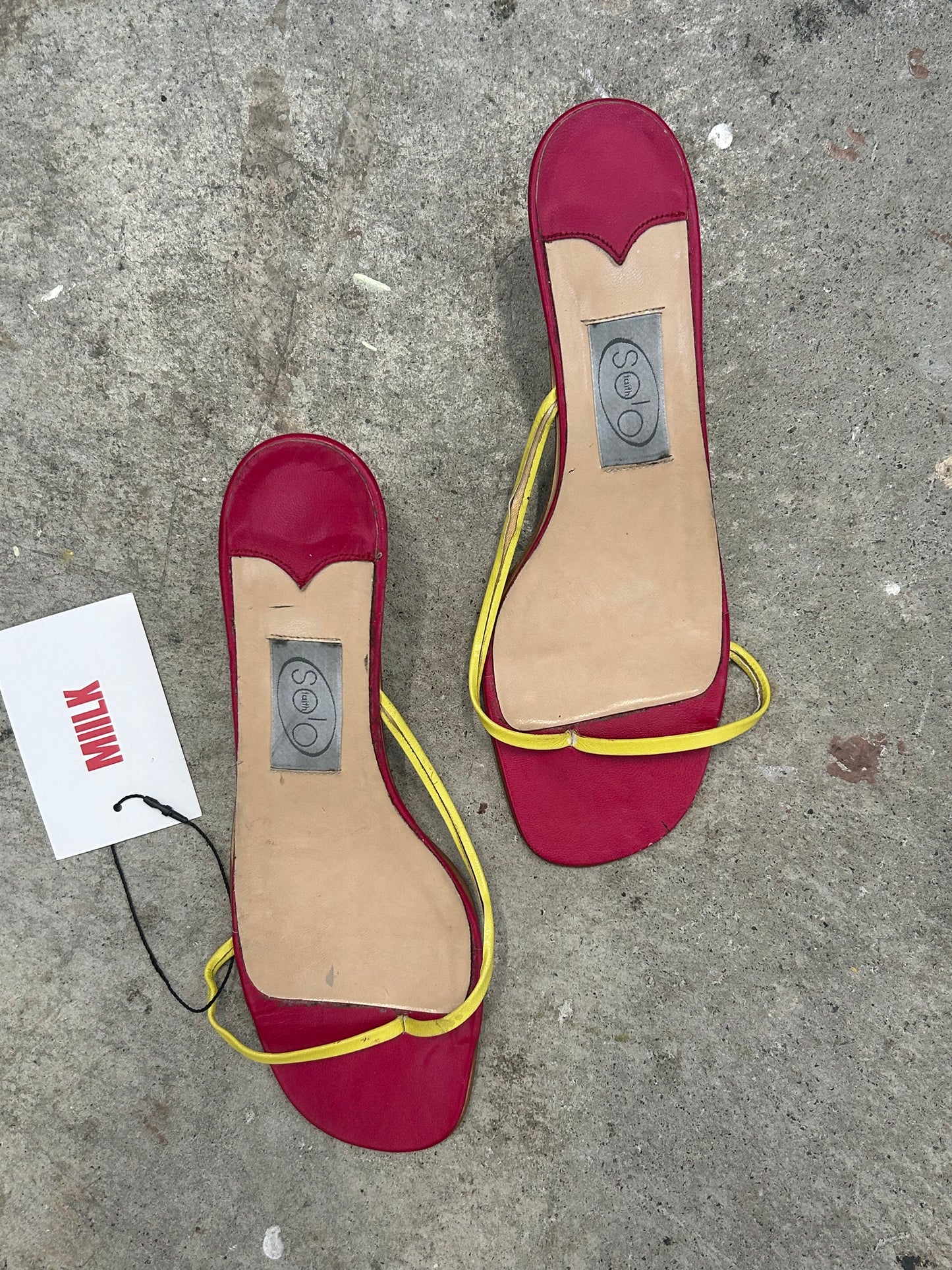 hot pink and yellow mini heels