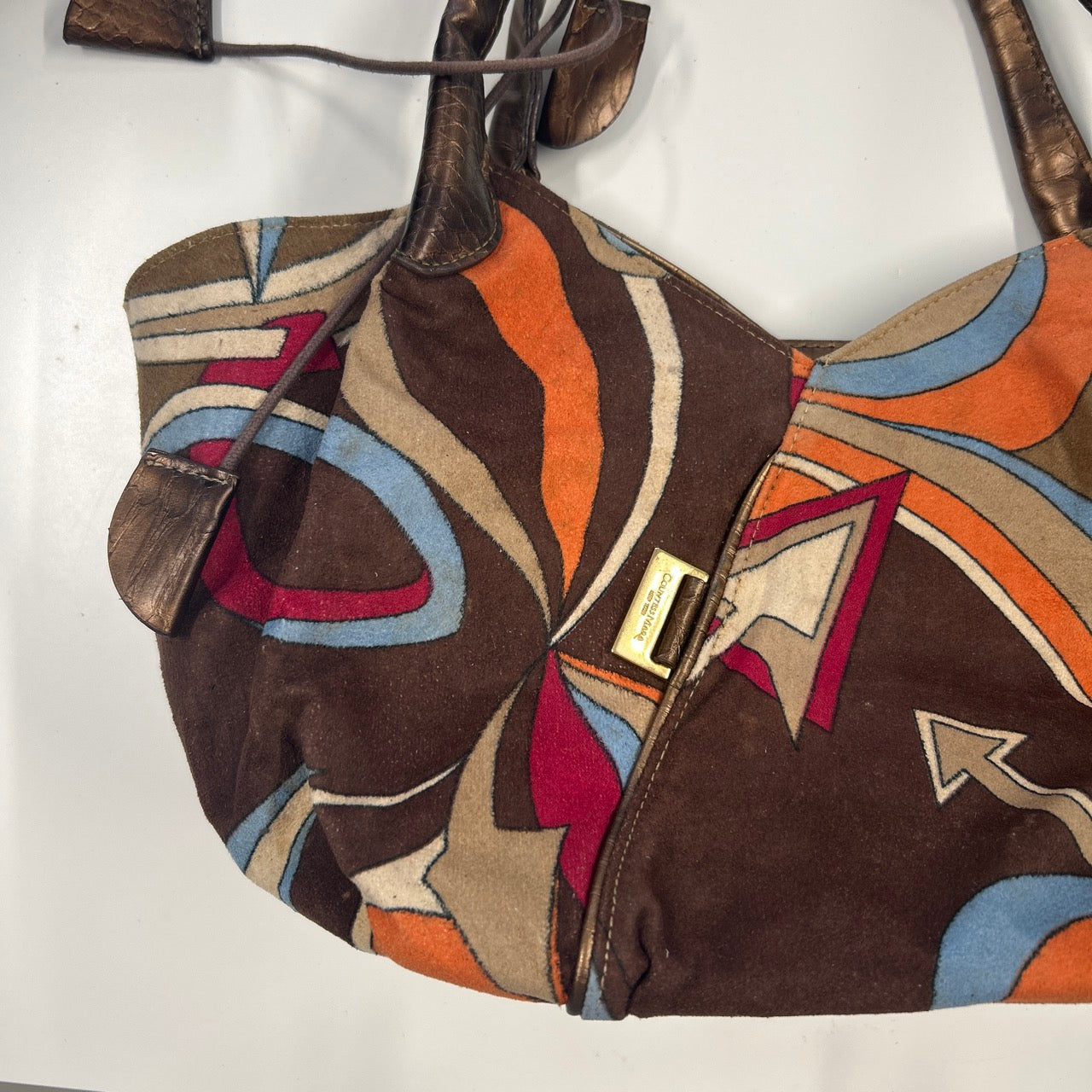 brown orange 70s soft feel shoulder bag