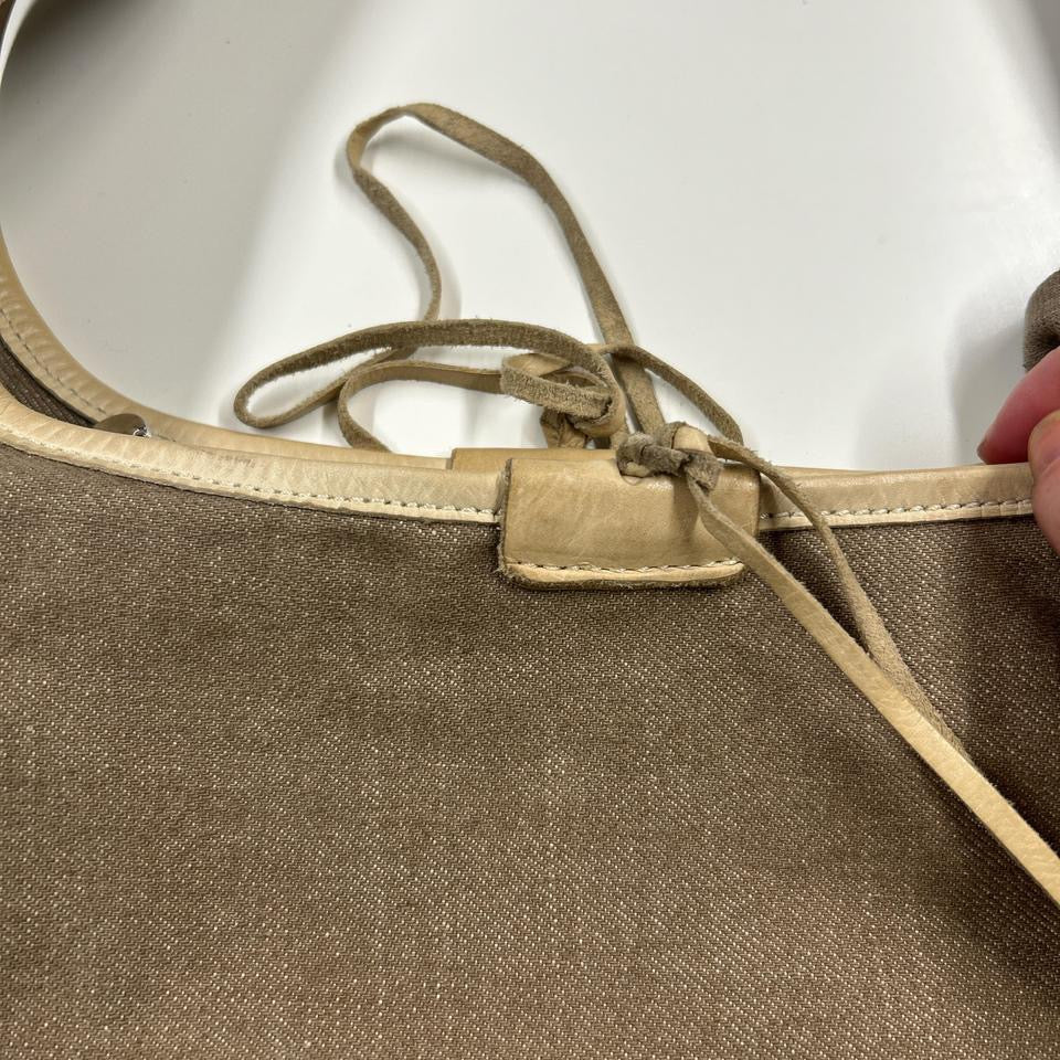 cream and brown chain coin faux shoulder bag