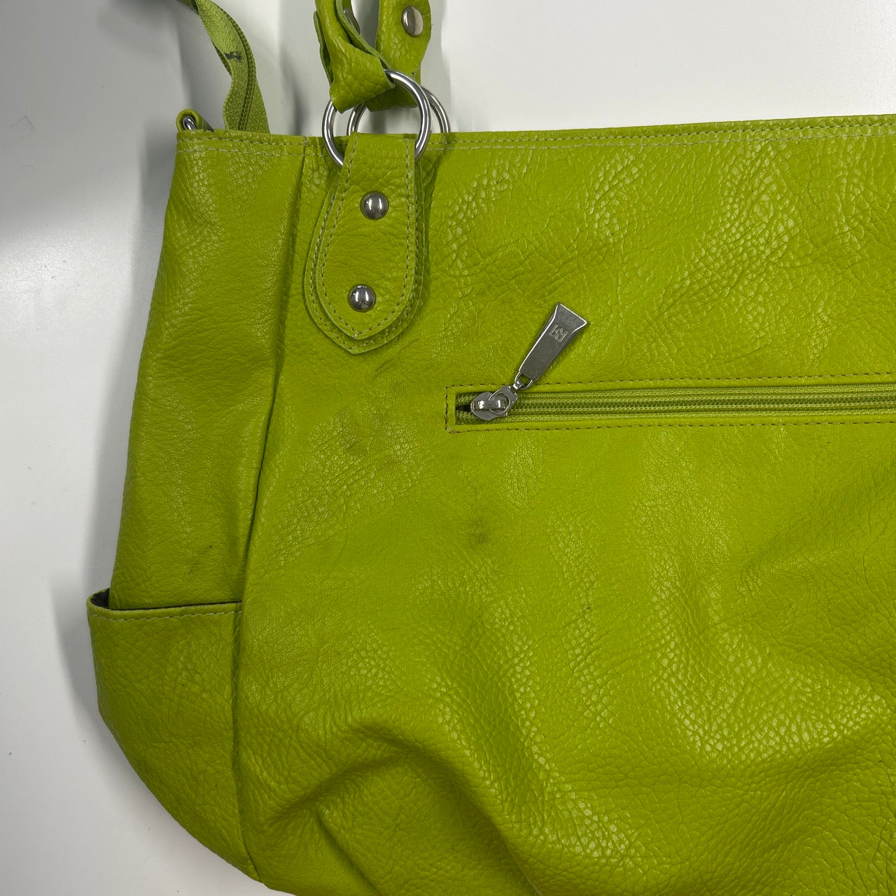 bright green leather leather shoulder bag