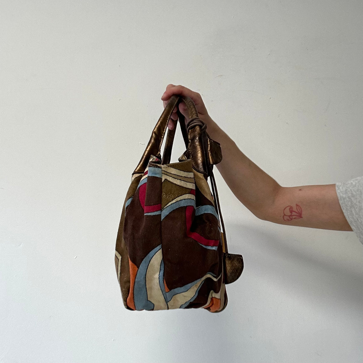 brown orange 70s soft feel shoulder bag