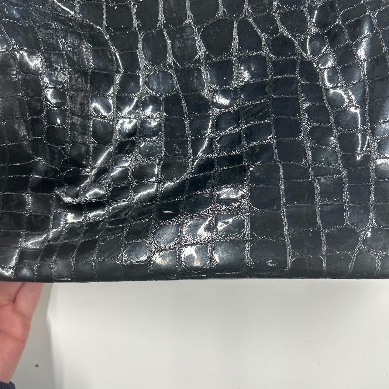 black crocodile leather shoulder bag