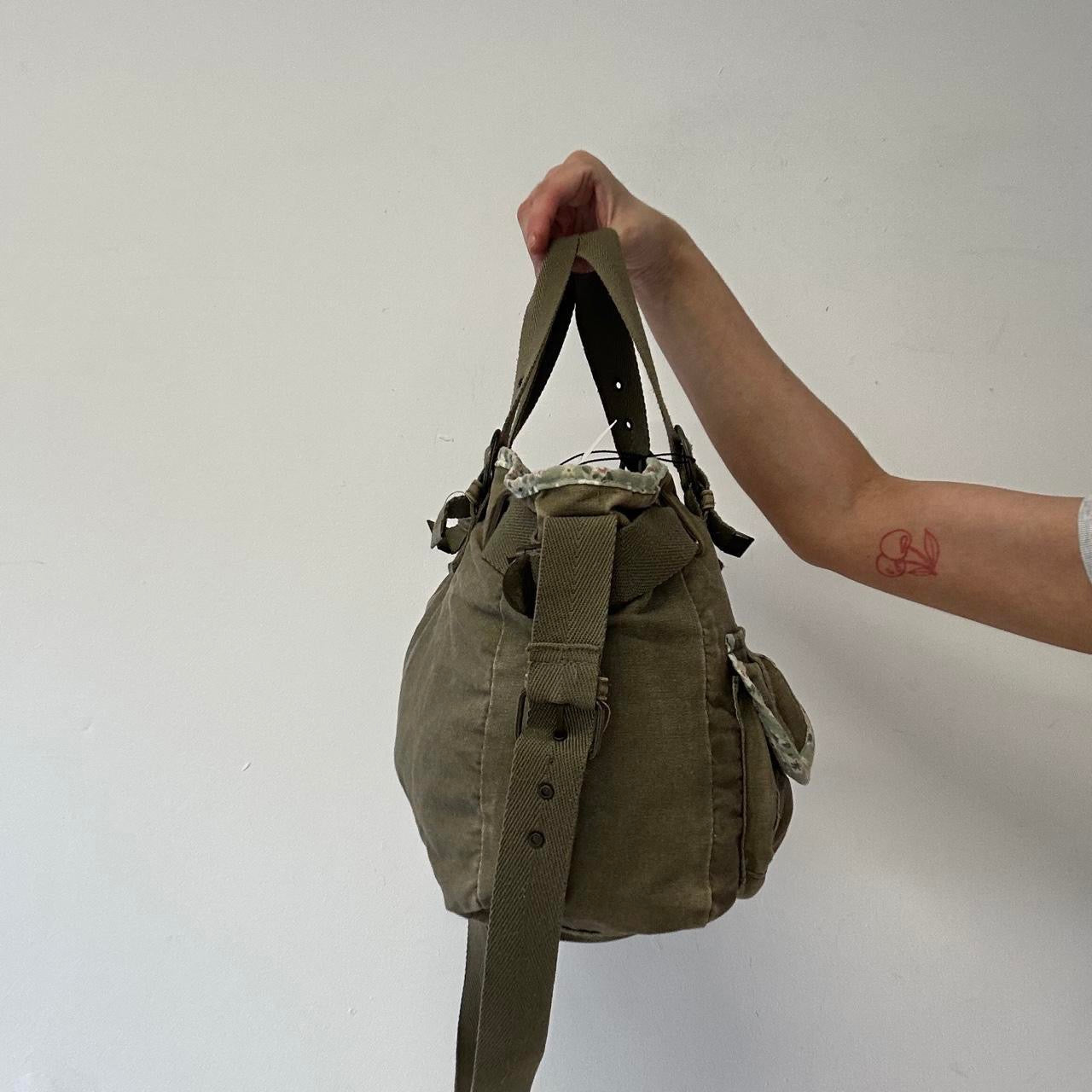khaki green double pocket cargo  shoulder bag
includes crossbody strap