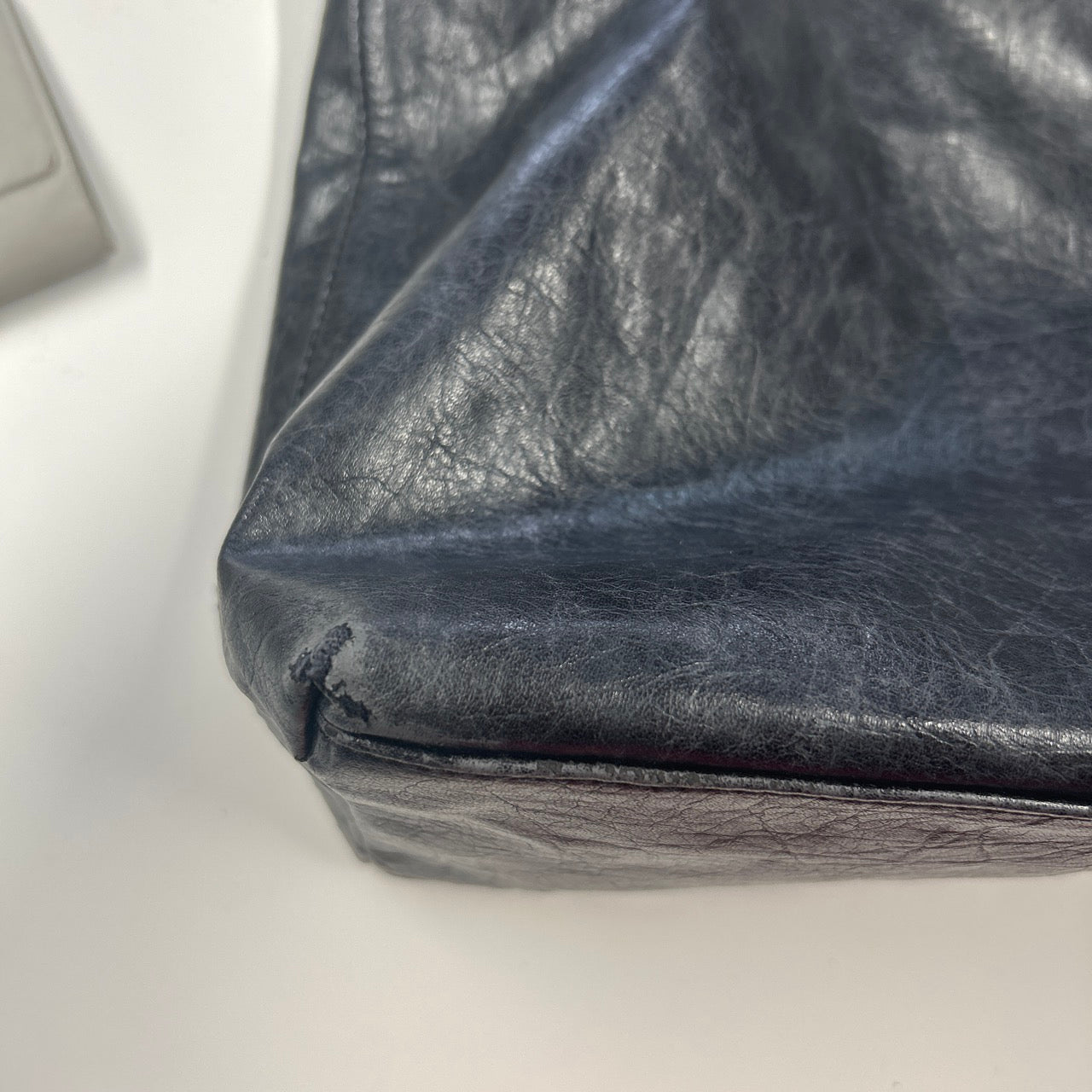 charcoal black faux leather slouchy shoulder bag