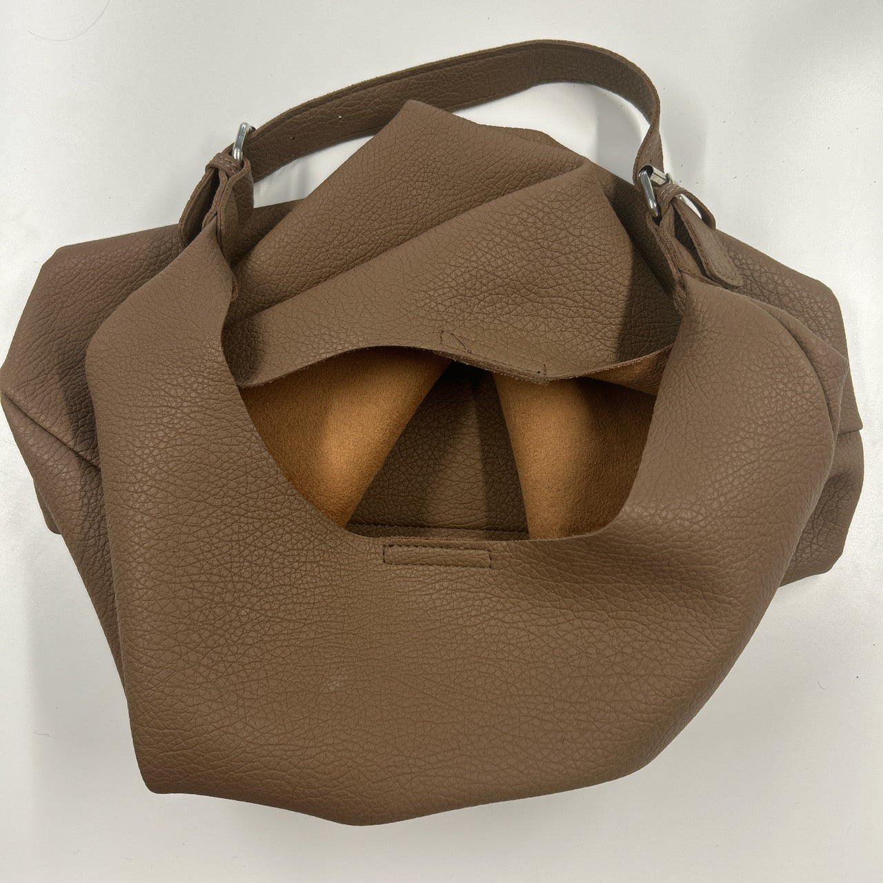 brown faux leather slouchy shoulder bag