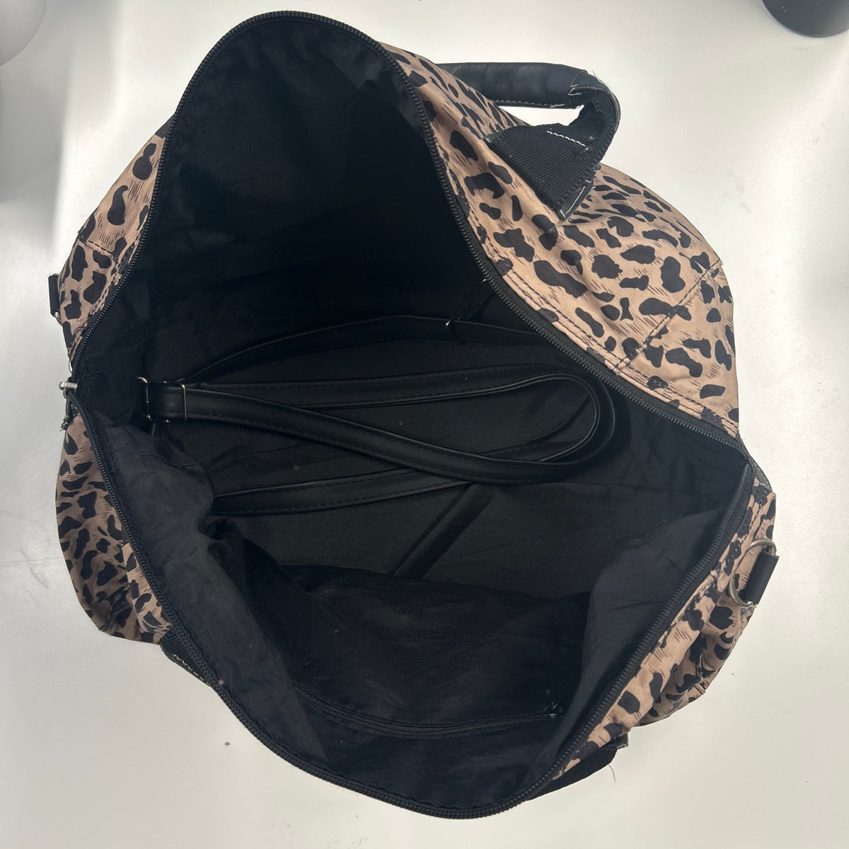 brown patterned faux leather shoulder bag