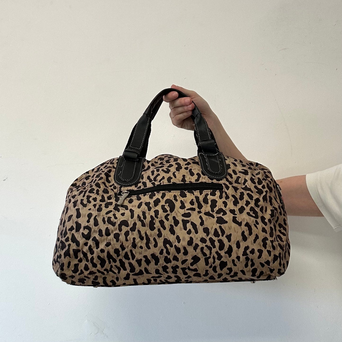 brown patterned faux leather shoulder bag