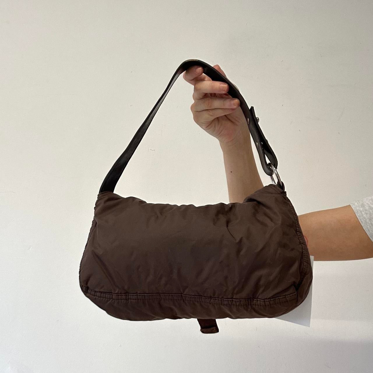 brown buckle shoulder bag