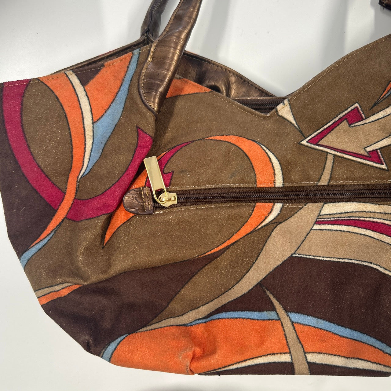 brown orange 70s soft feel shoulder bag