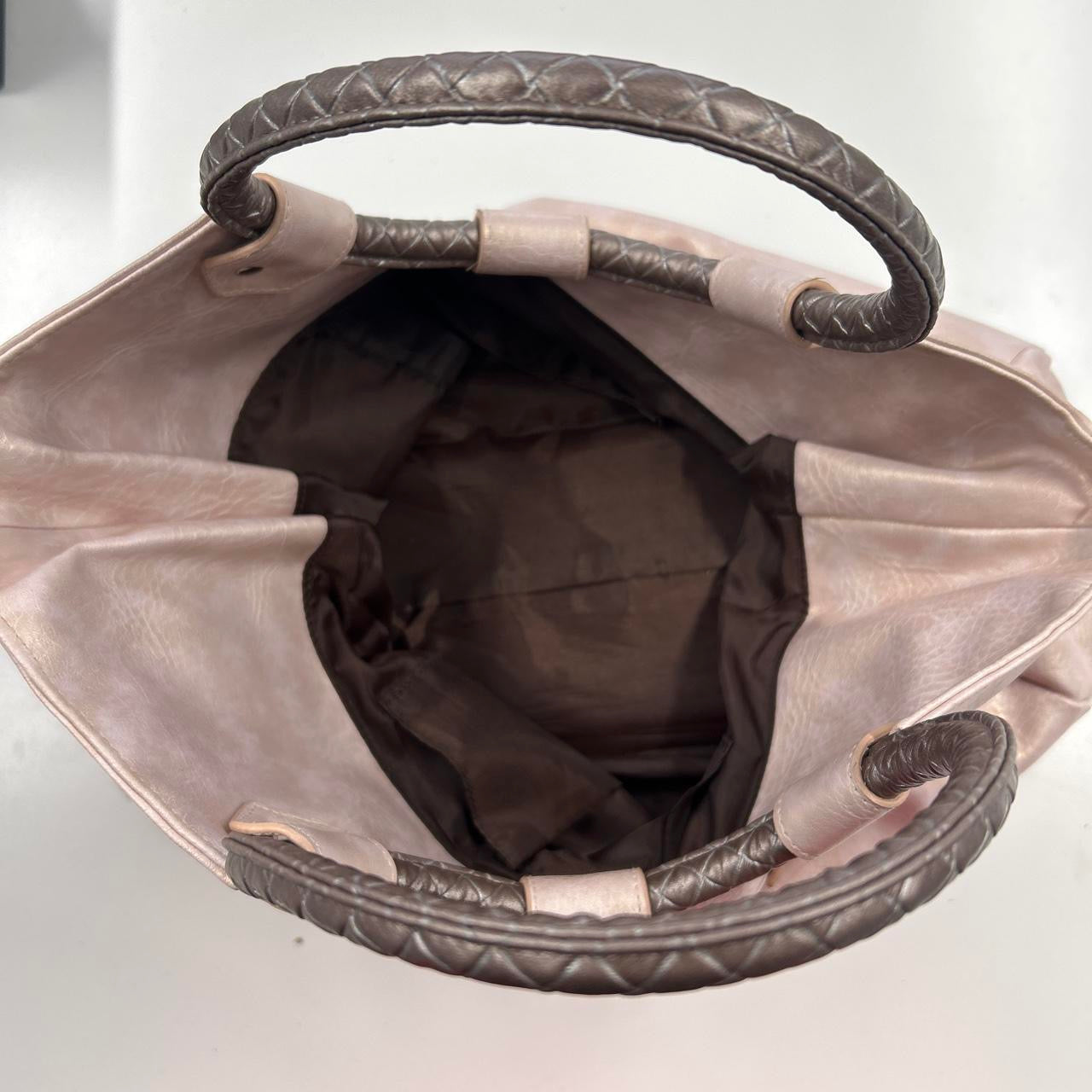 pearly pink faux leather shoulder bag
