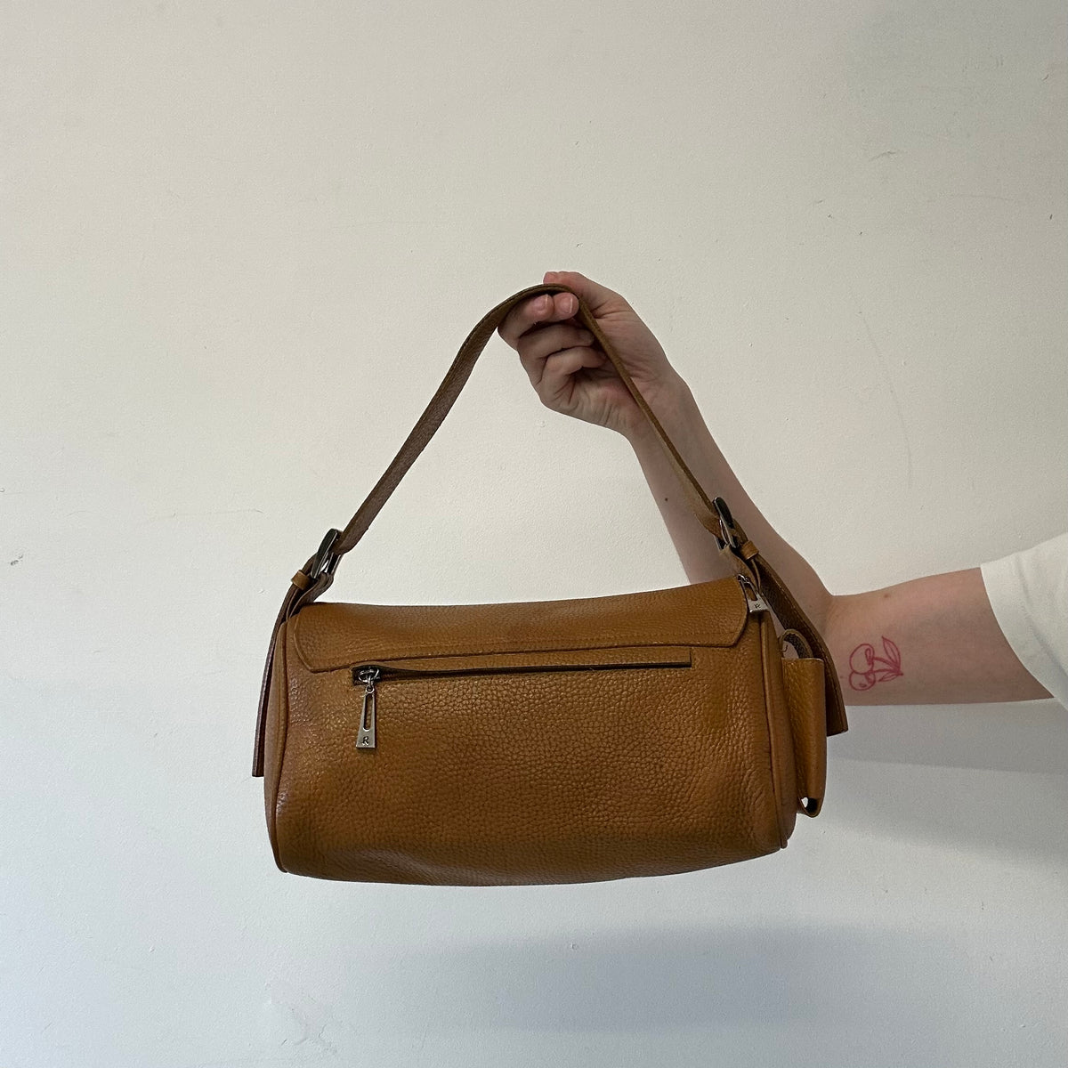 brown faux leather shoulder bag