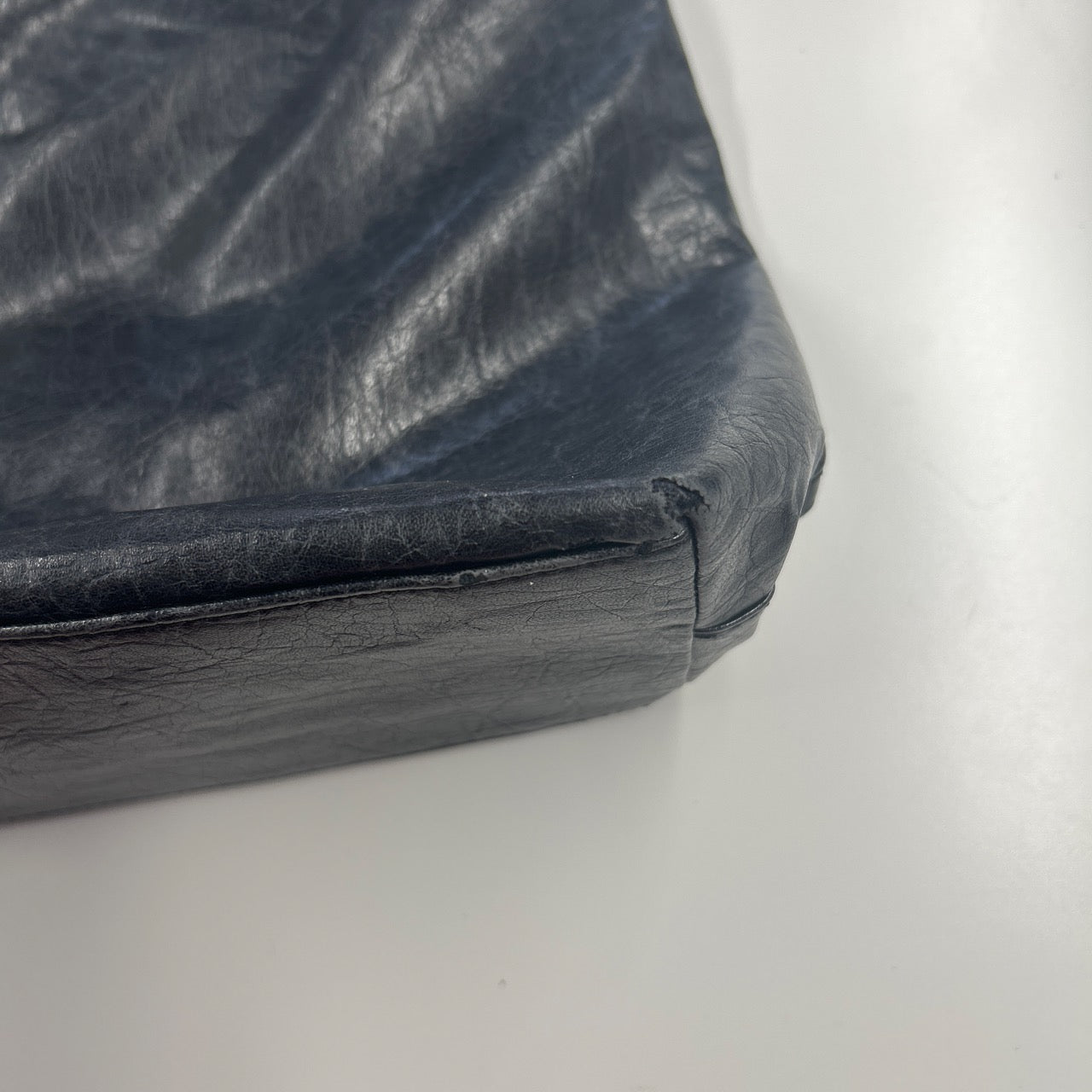 charcoal black faux leather slouchy shoulder bag