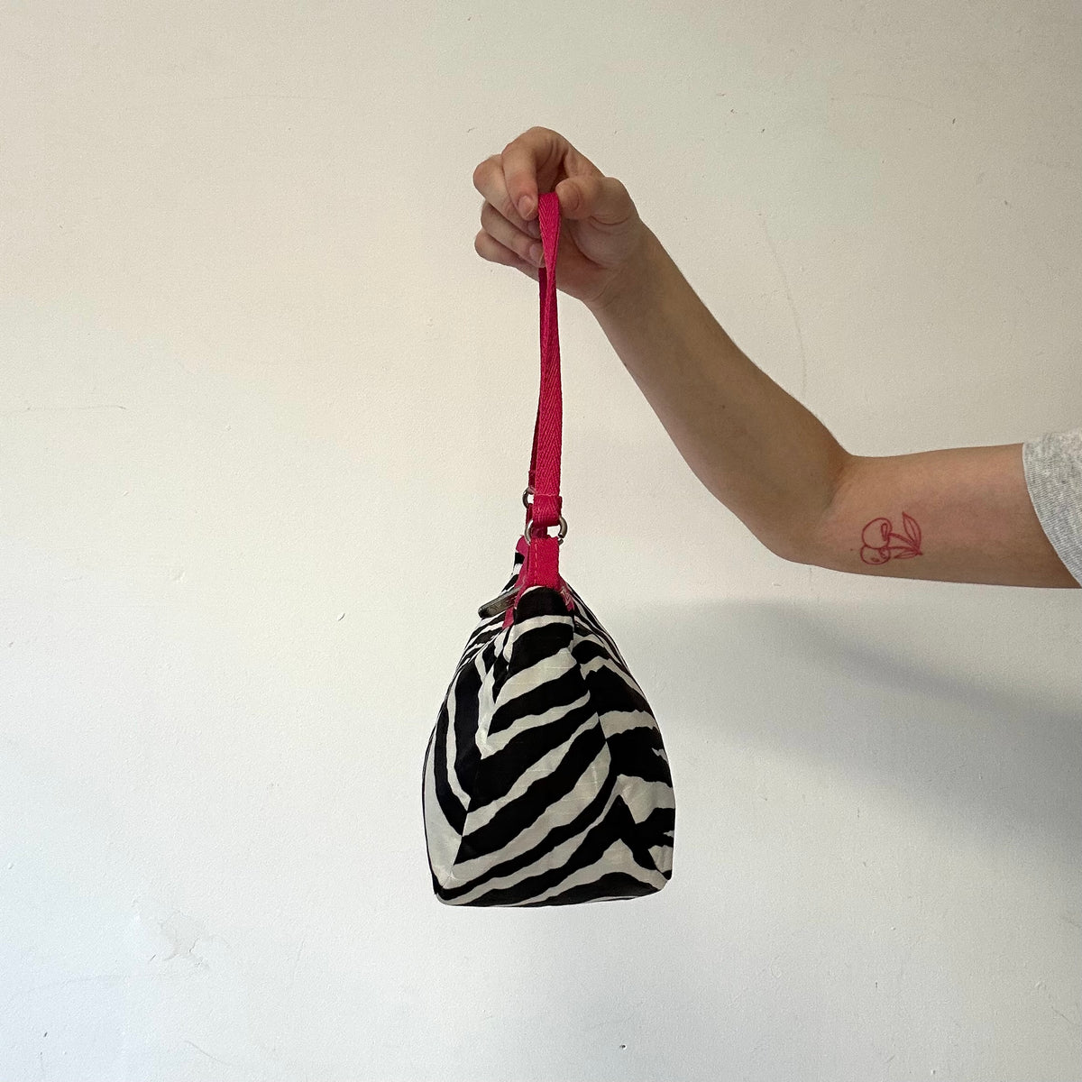 black and white zebra print canvas shoulder bag