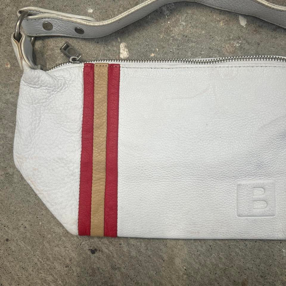 white faux leather shoulder bag