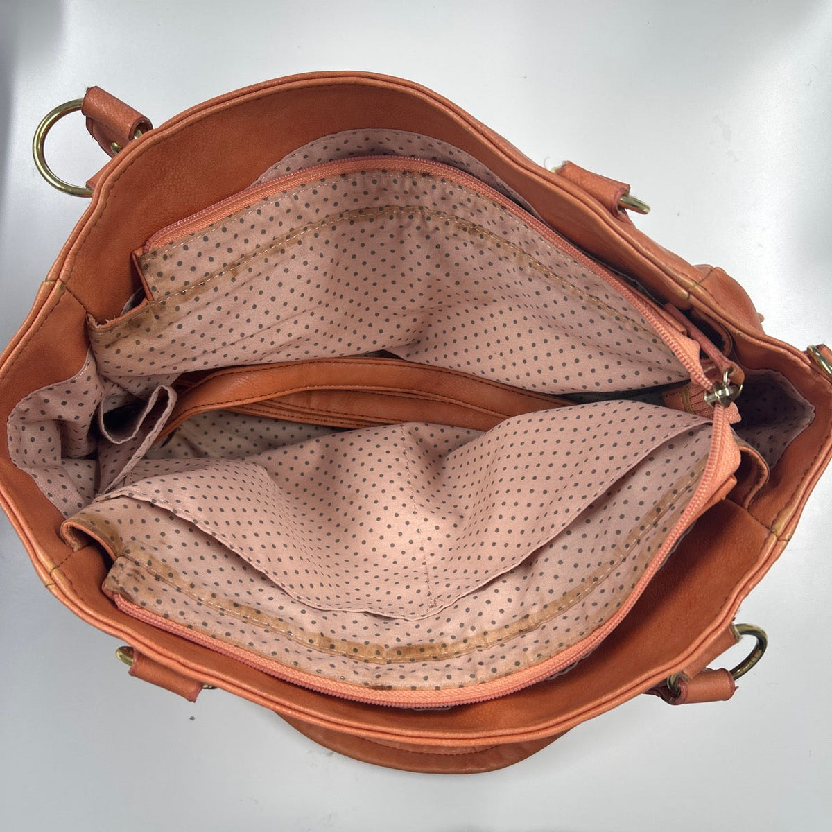 coral orange genuine leather shoulder bag