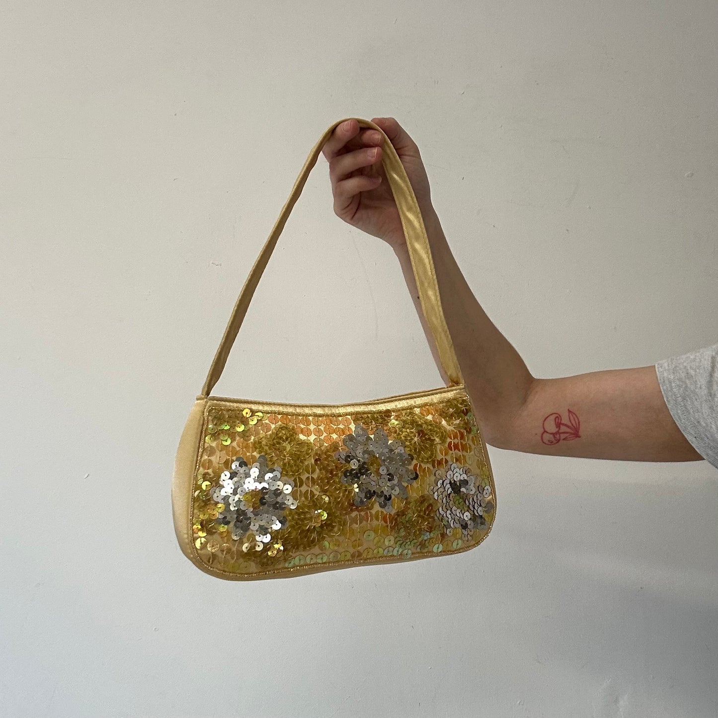 butter yellow sequin shoulder bag