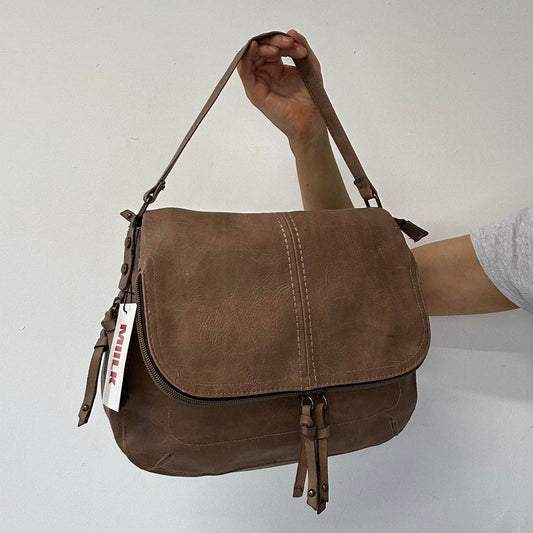 brown faux leather shoulder bag