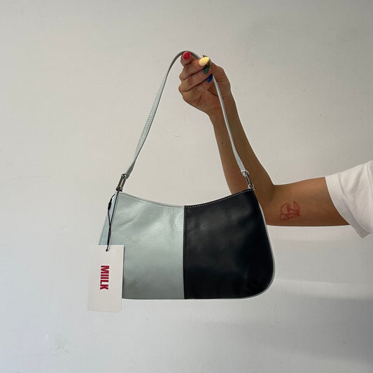 baby blue navy genuine leather shoulder bag