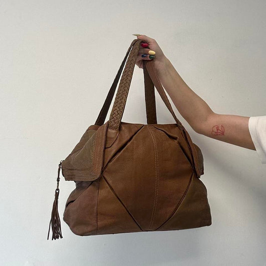 brown leather slouchy shoulder bag
