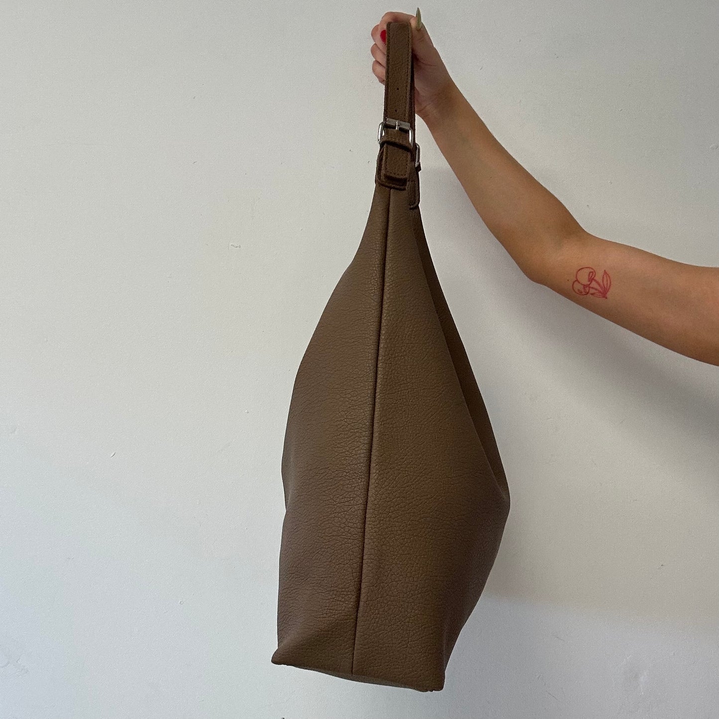 brown faux leather slouchy shoulder bag