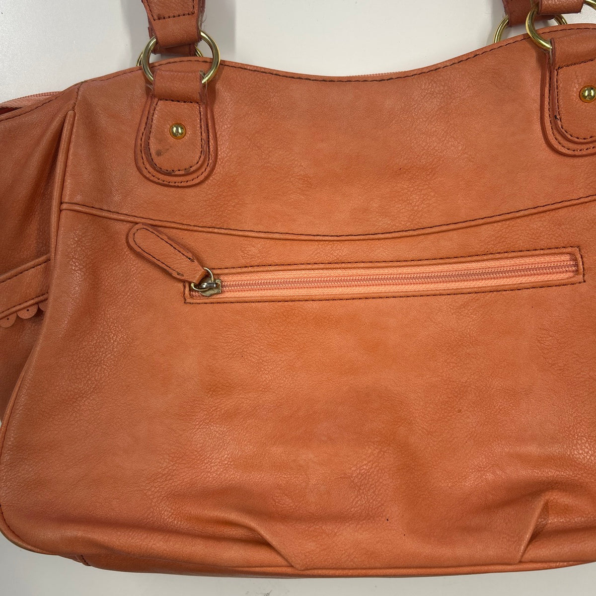 coral orange genuine leather shoulder bag