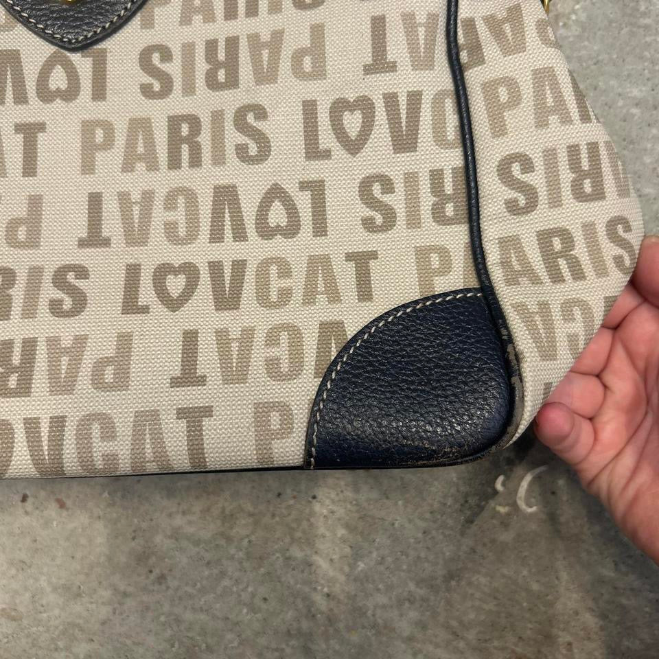 paris lovecat graphic faux leather shoulder bag